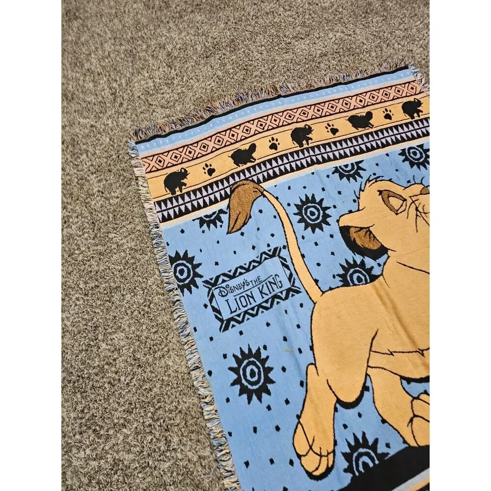 Vintage 1990’s Disney The Lion King Simba Blanket Throw Tapestry Knit Kidcore